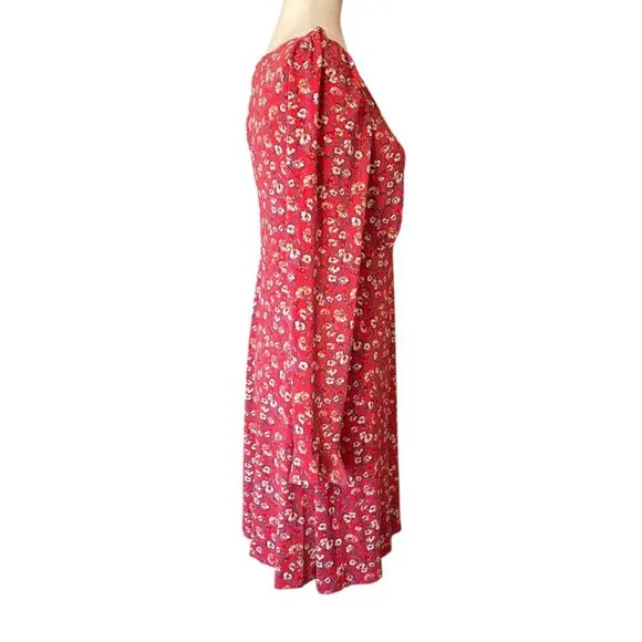 Free People Red Say Hello Floral Mini Dress SZ M Modern Boho - Picture 3 of 14